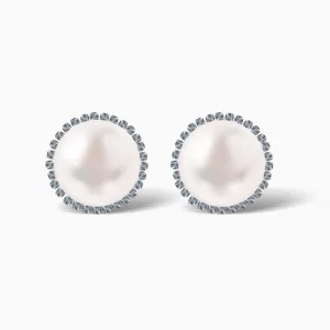 Midnight Pearl Halo Stud Earrings