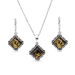 Amber Regal Pendant Set