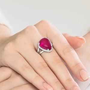 Crimson Mirage Cabochon Ring