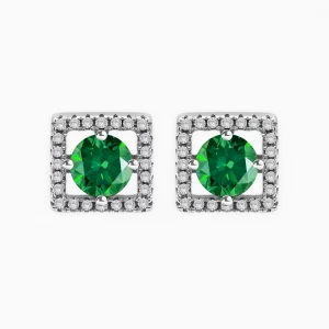 Emerald Frame Stud Earrings